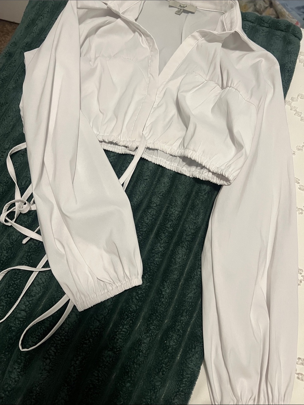 Papaya White Long-Sleeve Crop Top